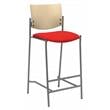 KFI Studios Evolve Natural Wood Back and Pimento Fabric Seat Barstool