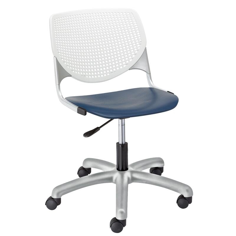 KFI KOOL Computer Chair - White Back - Navy Seat