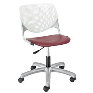KFI KOOL Computer Chair - White Back - Burgundy Seat