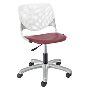 kfi kool computer chair - white back - burgundy seat