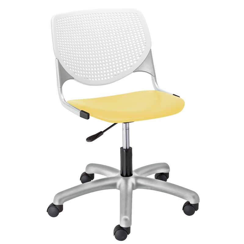 KFI KOOL Computer Chair - White Back - Yellow Seat