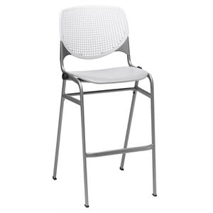 KFI KOOL Stack Barstool - White Back - Light Grey Seat