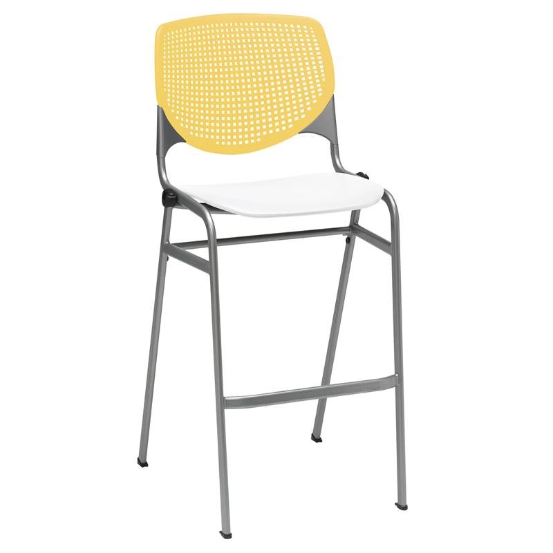KFI KOOL Stack Barstool - Yellow Back - White Seat