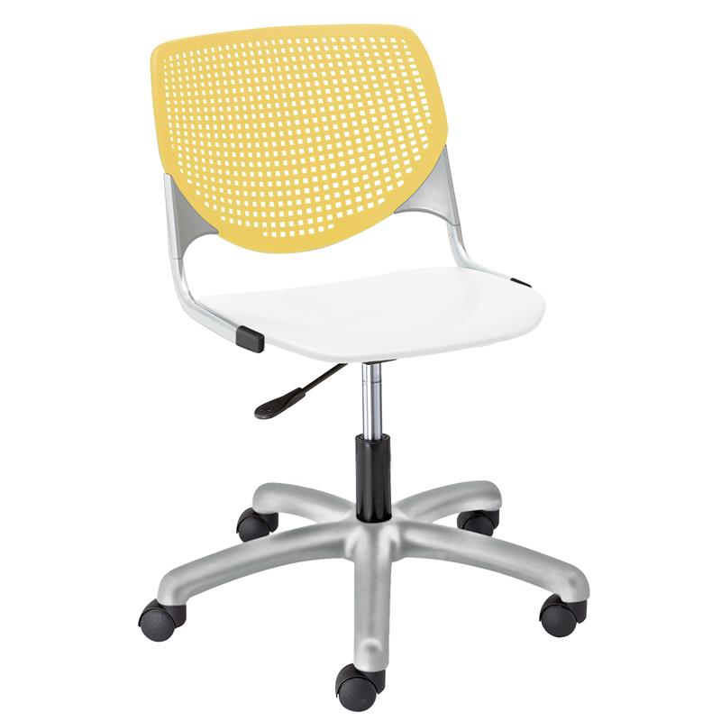 KFI KOOL Computer Chair - Yellow Back - White Seat