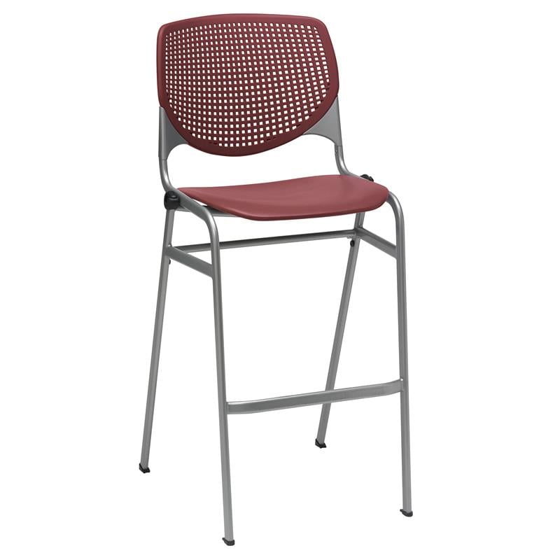 KFI KOOL Studios Stack Metal & Polypropylene Fabric Barstool in Burgundy Red