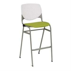 KFI KOOL Stack Metal Barstool with Fabric Upholstered Seat in Avocado Green