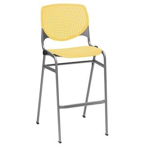 KFI Furniture KOOL 30&quot Transitional Fabric & Metal Barstool in Yellow and Silver