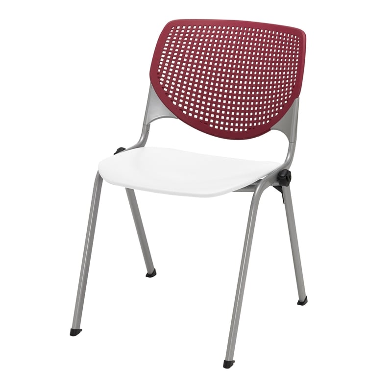 KFI KOOL Stack Chair - Burgundy Back - White Seat