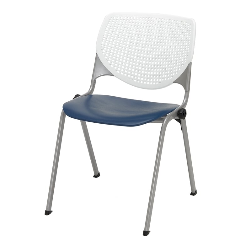 KFI KOOL Stack Chair - White Back - Navy Seat