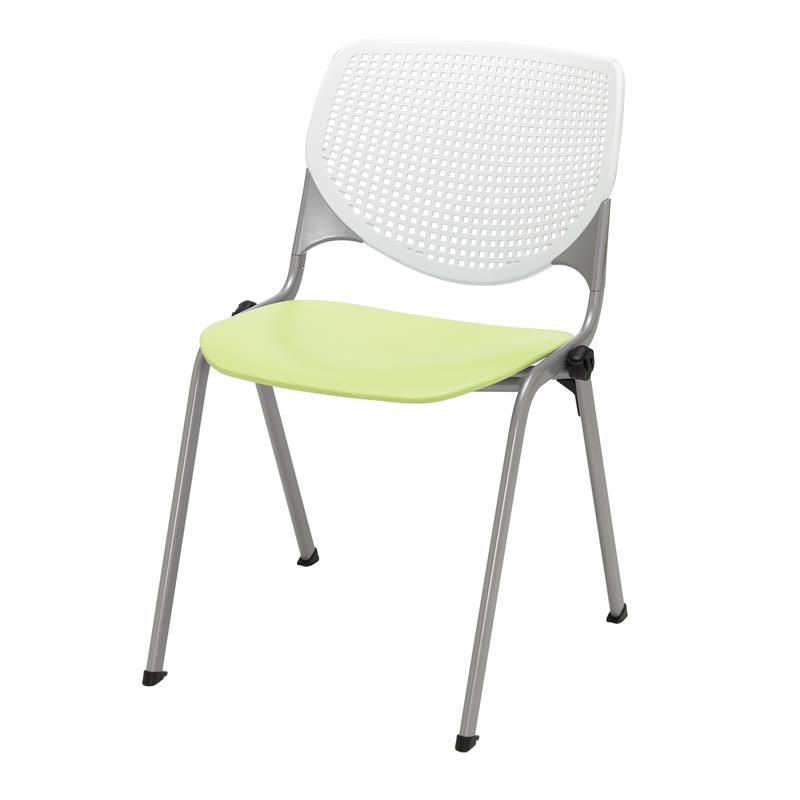 KFI KOOL Stack Chair - White Back - Lime Green Seat
