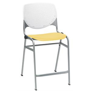 KFI Studios Plastic  KOOL Counter Stool - White Back - Yellow Seat
