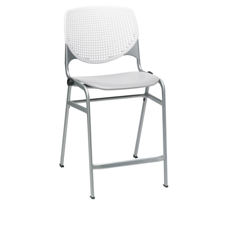 KFI Studios Plastic  KOOL Counter Stool - White Back - Light Grey Seat