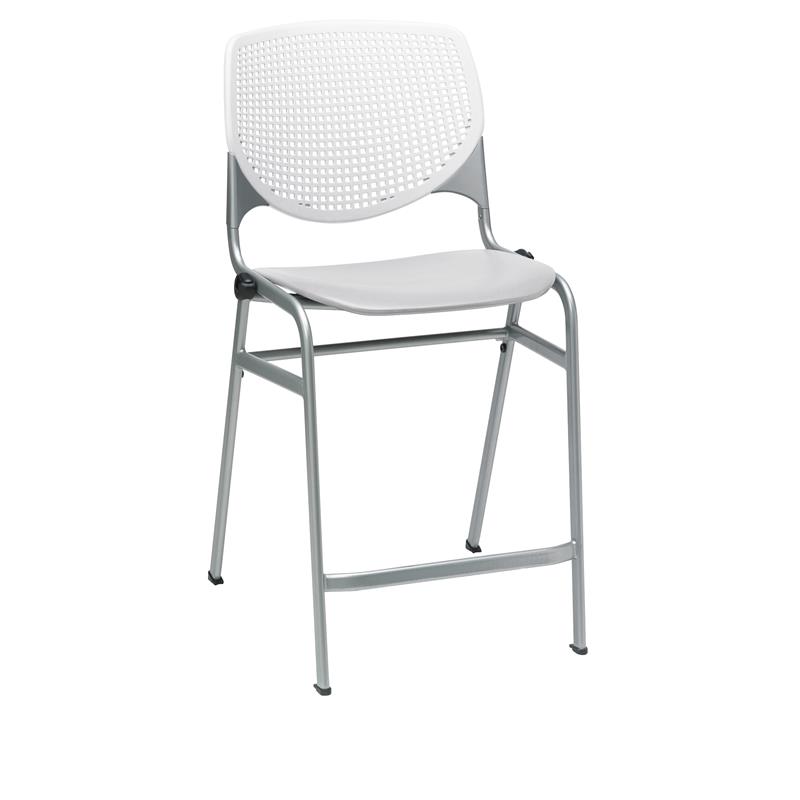 KFI Studios Plastic  KOOL Counter Stool - White Back - Light Grey Seat