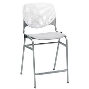 KFI Studios Plastic  KOOL Counter Stool - White Back - Light Grey Seat