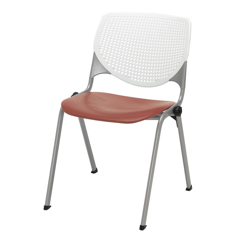 KFI KOOL Stack Chair - White Back - Coral Seat