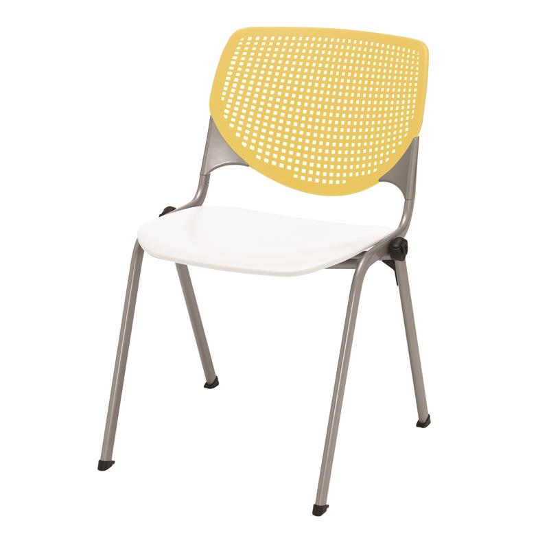 KFI KOOL Stack Chair - Yellow Back - White Seat