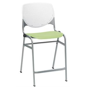 KFI Studios Plastic  KOOL Counter Stool - White Back - Lime Green Seat
