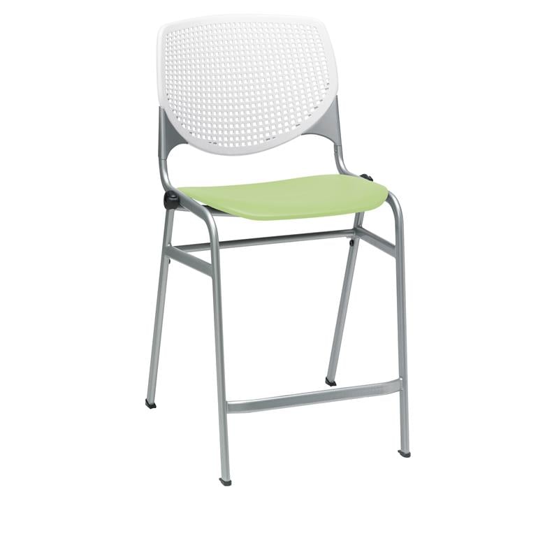 KFI Studios Plastic  KOOL Counter Stool - White Back - Lime Green Seat