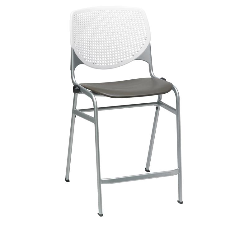 KFI Studios Plastic  KOOL Counter Stool - White Back - Brownstone Seat