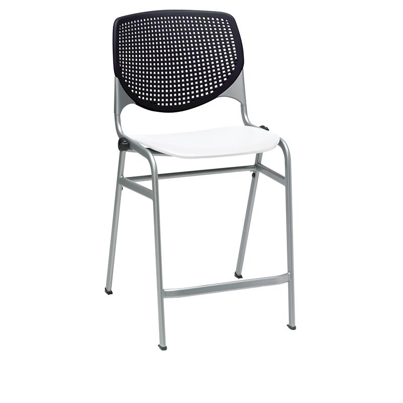 KFI Studios Plastic  KOOL Counter Stool - Black Back - White Seat