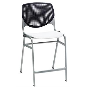 KFI Studios Plastic  KOOL Counter Stool - Black Back - White Seat