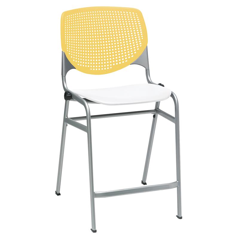 KFI Studios Plastic  KOOL Counter Stool - Yellow Back - White Seat