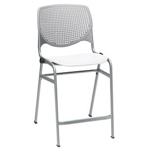 KFI Studios Plastic  KOOL Counter Stool - Light Grey Back - White Seat