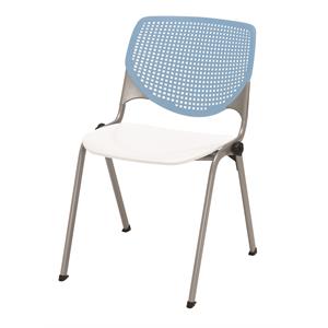 kfi kool stack chair - sky blue back - white seat