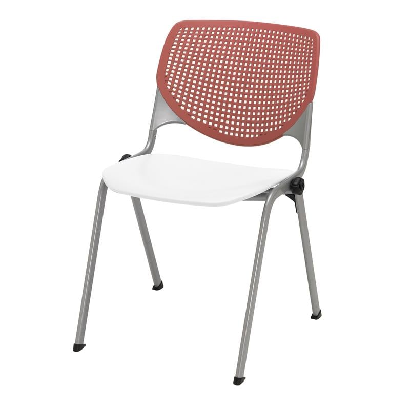 KFI KOOL Stack Chair - Coral Back - White Seat