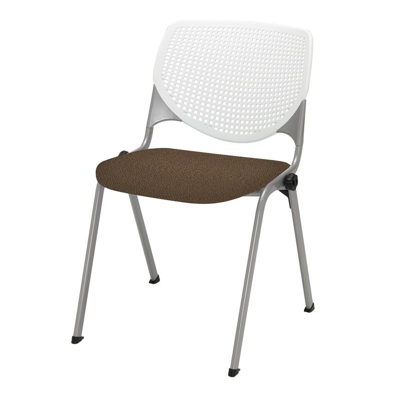 KFI KOOL Stack Chair - Fudge Fabric Upholstered Seat