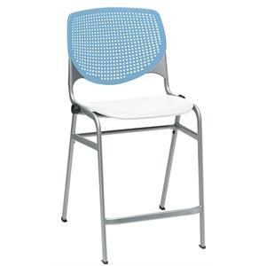 KFI Studios Plastic  KOOL Counter Stool - Sky Blue Back - White Seat