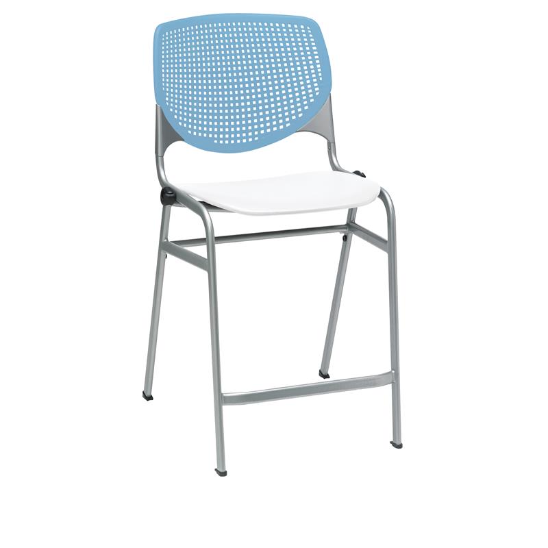 KFI Studios Plastic  KOOL Counter Stool - Sky Blue Back - White Seat