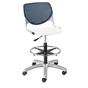 KFI KOOL Drafting Stool - Navy Back - White Seat