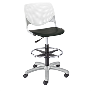 KFI KOOL Drafting Stool - White Back - Black Seat