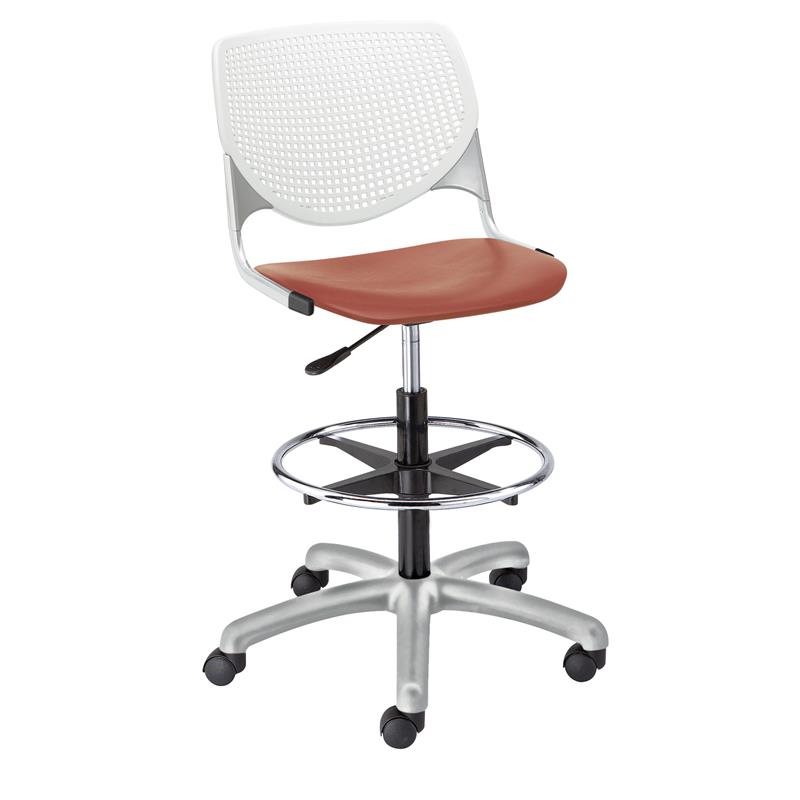 KFI KOOL Drafting Stool White Back - Coral Seat