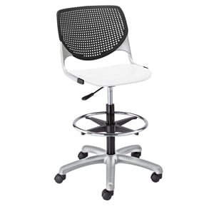 KFI KOOL Drafting Stool - Black Back - White Seat