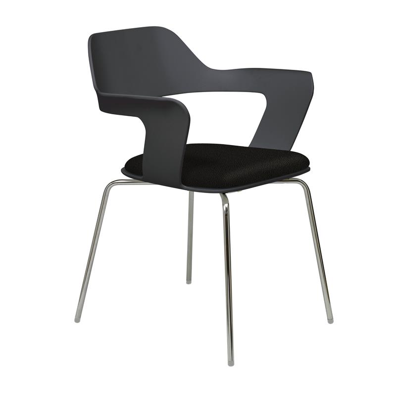 KFI Julep Stack Chair with Black Flex Shell - Tuxedo Fabric