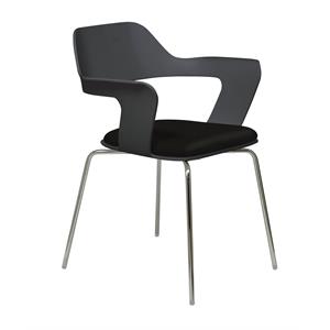 KFI Julep Stack Chair with Black Flex Shell - Tuxedo Fabric