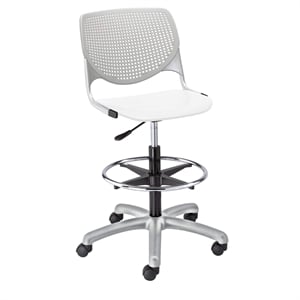 KFI KOOL Drafting Stool - Light Grey Back - White Seat