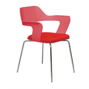 KFI Studios Julep Pimento Fabric Stack Chair with Red Flex Shell