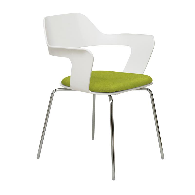 KFI Julep Stack Chair with White Flex Shell - Avocado Fabric
