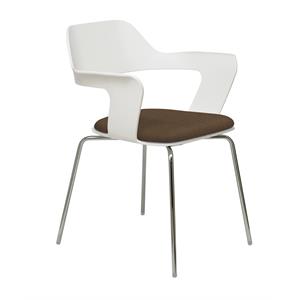 KFI Julep Stack Chair with White Flex Shell - Fudge Fabric