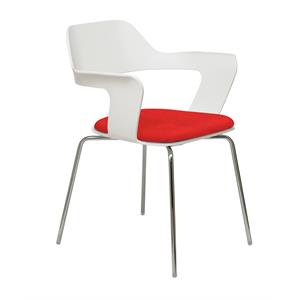 KFI Studios Julep Pimento Fabric Stack Chair with White Flex Shell