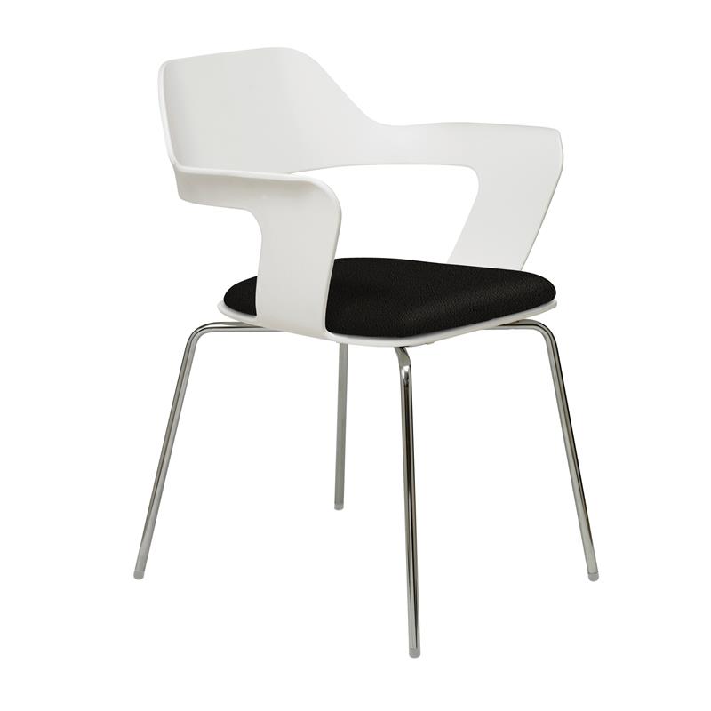 KFI Julep Stack Chair with White Flex Shell - Tuxedo Fabric