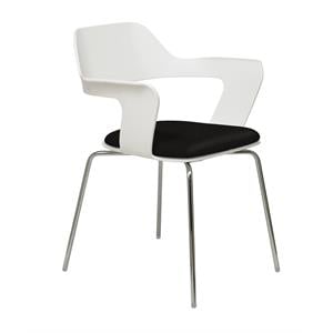 KFI Julep Stack Chair with White Flex Shell - Tuxedo Fabric