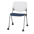 KFI KOOL Stack Chair - Casters - White Back - Navy Seat