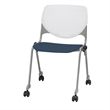 KFI KOOL Stack Chair - Casters - White Back - Navy Seat