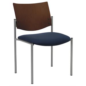 kfi evolve guest chair - navy fabric - chocolate wood back