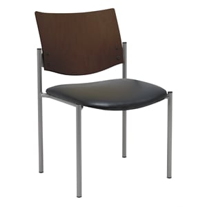 KFI Evolve Guest Chair - Black vinyl - Chocolate Wood Back