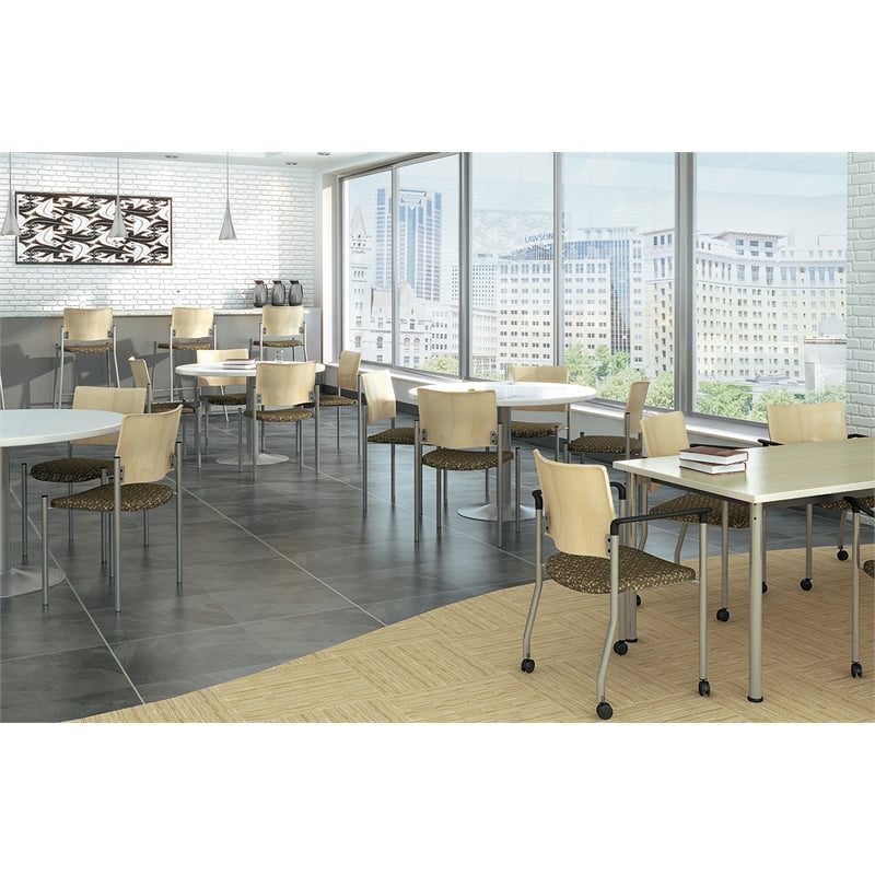 KFI Evolve Guest Chair - 400lb capacity - Navy fabric - Natural Wood Back